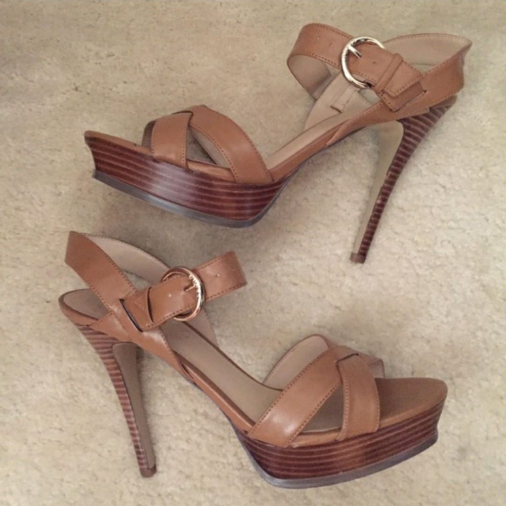 Tan Vixen heels by Guess